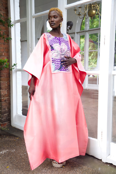 Pink African print kaftan boubou