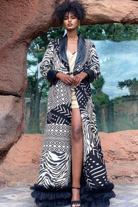Ms Mix Print Black and White Cape