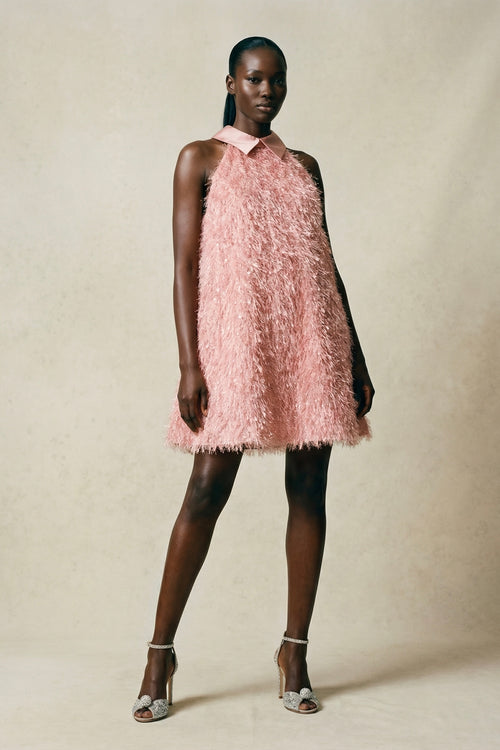 Pink A-line collar dress