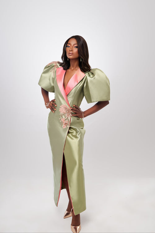 Ms Kabuki embellished dress, green