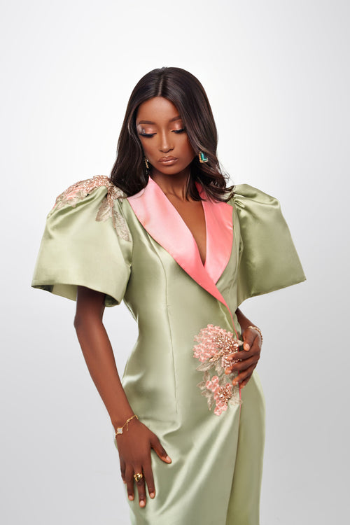 Ms Kabuki embellished dress, green